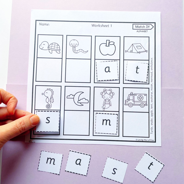 Match It! Prep/Kindergarten Beginning Sound Matching Worksheets | Phonics Activity