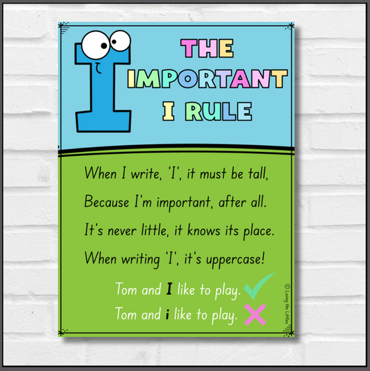 Uppercase I Rule Poster & Chant | Capital I Writing Reminder