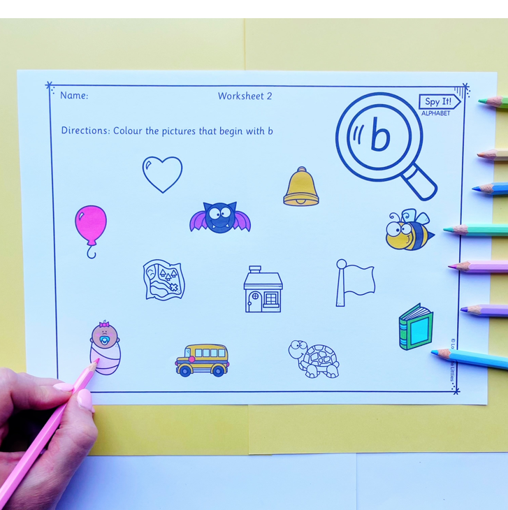 Spy It! Alphabet I Spy | Beginning Sound Colouring Activity for Kindergarten