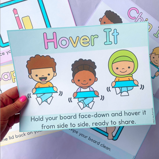 Whiteboard Cues Posters | Mini Whiteboard Routines | Chin It Park It Bin It Hover It Cap It