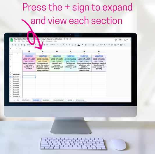 Google Sheets | Victorian Curriculum Foundation Maths 2.0 Assessment Tracker