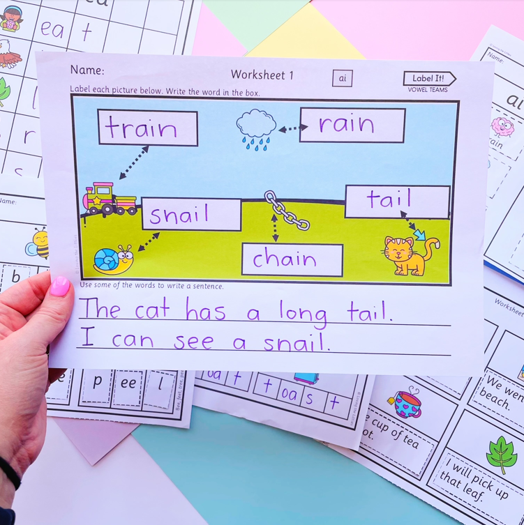 Vowel Team Bundle | Long Vowel Phonics Activities for Kindergarten