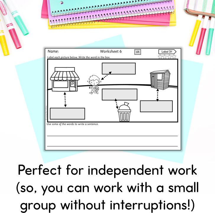 Label It! Prep/Kindergarten Labelling Worksheets | Digraphs & Double Consonants Words