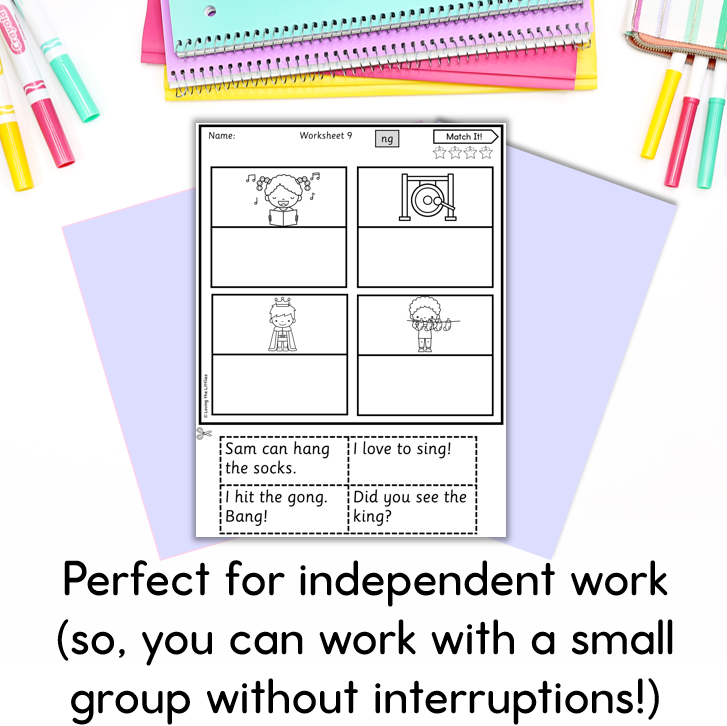 Match It! Prep/Kindergarten Digraph and Double Consonant Worksheets | Sentences and Picture Matching Activities