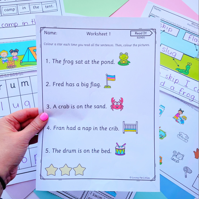 Blends Bundle | No Prep CCVC & CVCC Reading & Spelling Activities