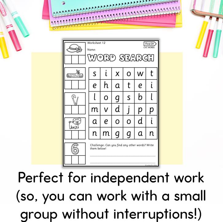 Find It! CVC Word Search | CVC Spelling and Reading for Prep/Kindergarten