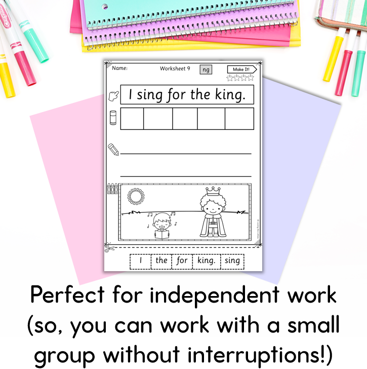 Make It! Digraph & Double Consonant Sentence Building Worksheets for Prep/Kindergarten