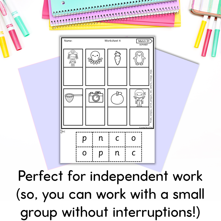 Match It! Prep/Kindergarten Beginning Sound Matching Worksheets | Phonics Activity