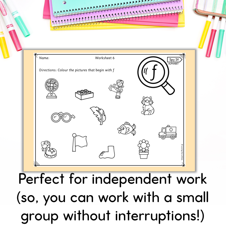 Spy It! Alphabet I Spy | Beginning Sound Colouring Activity for Kindergarten