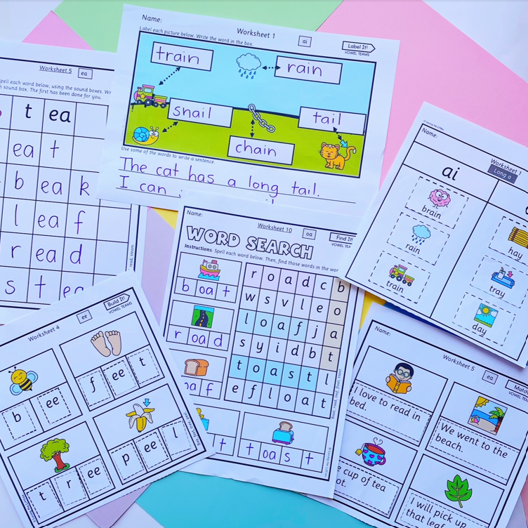 Vowel Team Bundle | Long Vowel Phonics Activities for Kindergarten